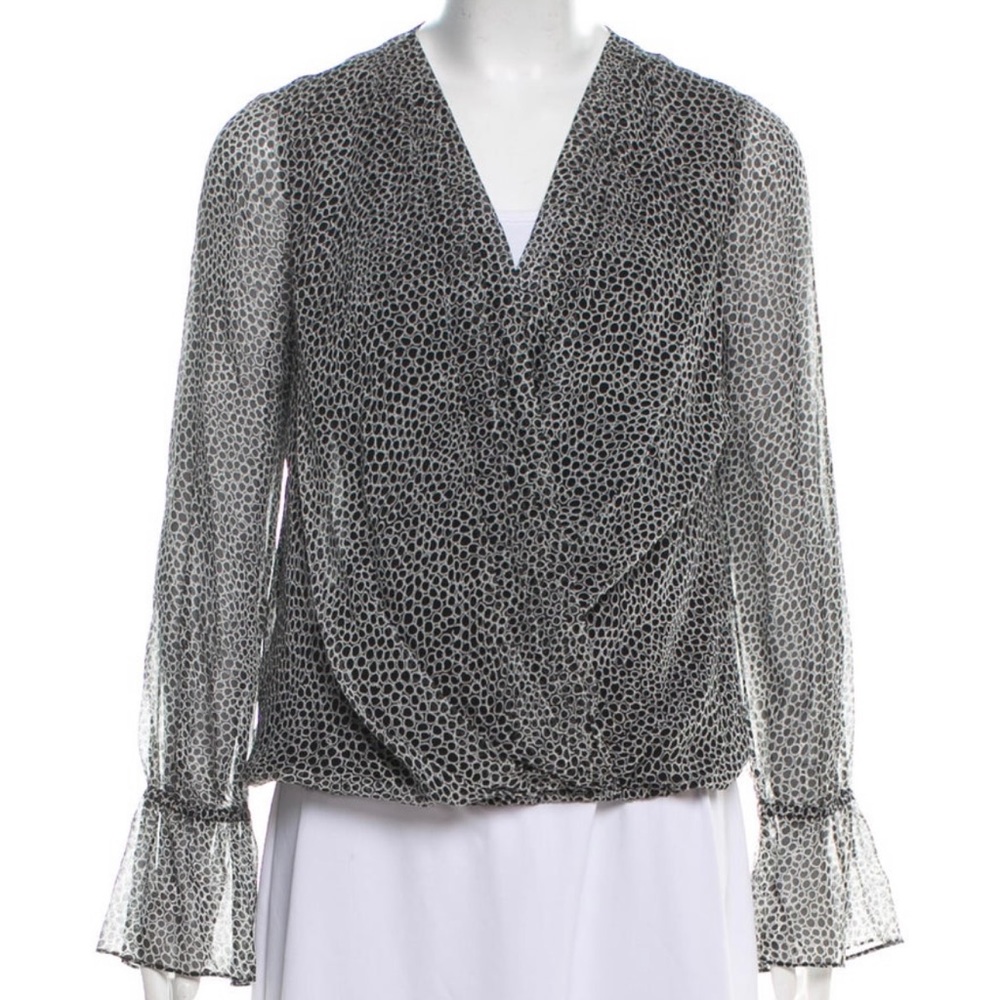 Sheer Diane vonFurstenberg patterned silk wrap blouse
